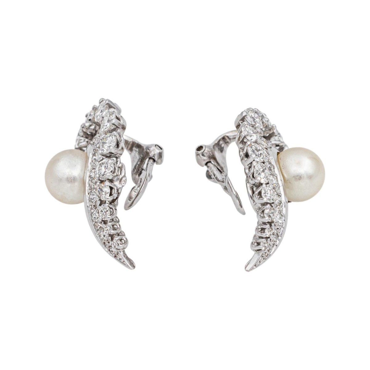 Boucles d'oreilles Or blanc Perle - Castafiore
