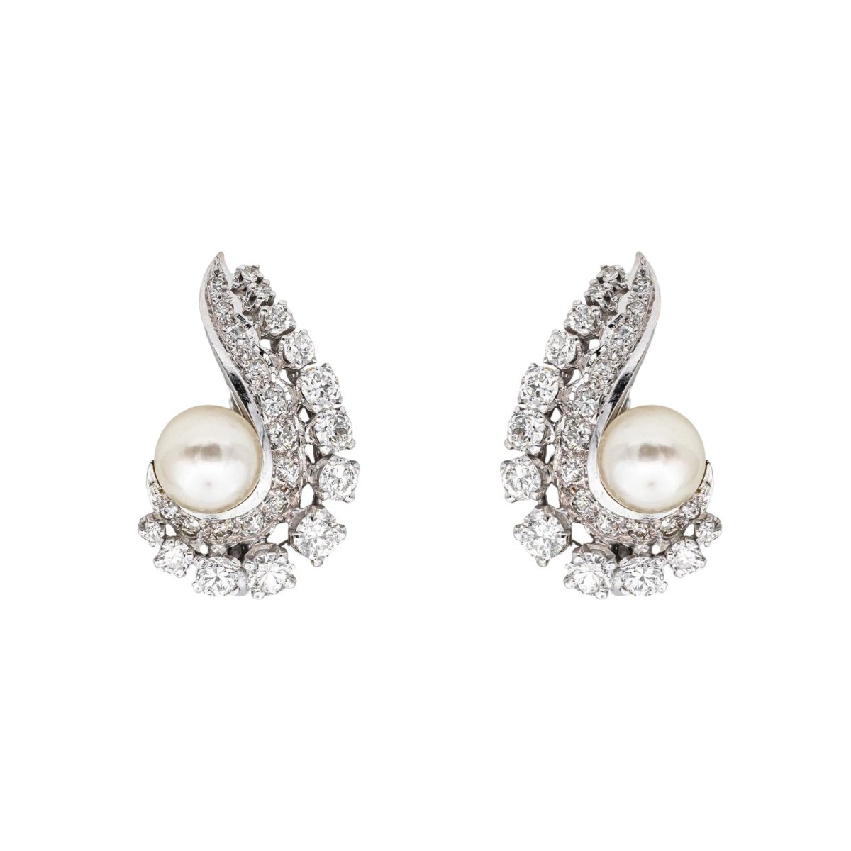 Boucles d'oreilles Or blanc Perle - Castafiore