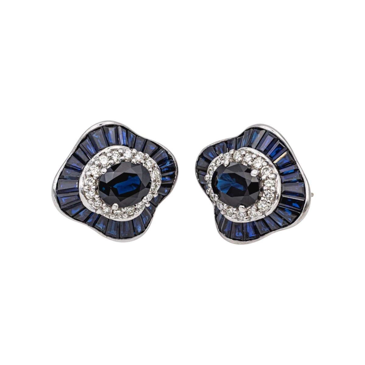 Boucles d'oreilles Or blanc saphir - Castafiore