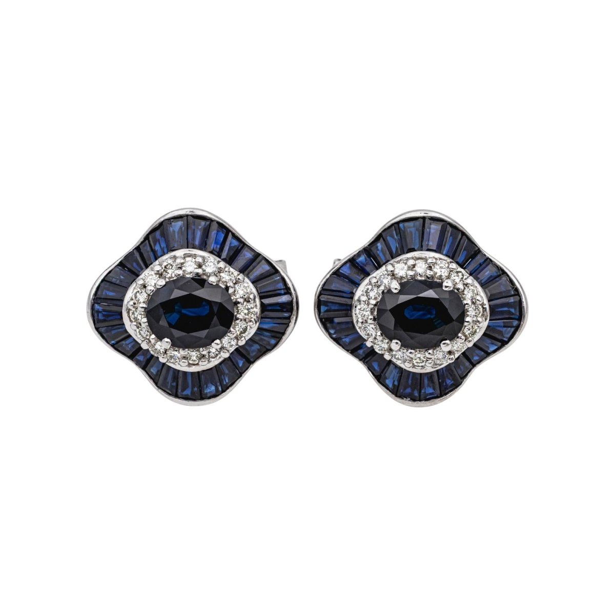 Boucles d'oreilles Or blanc saphir - Castafiore