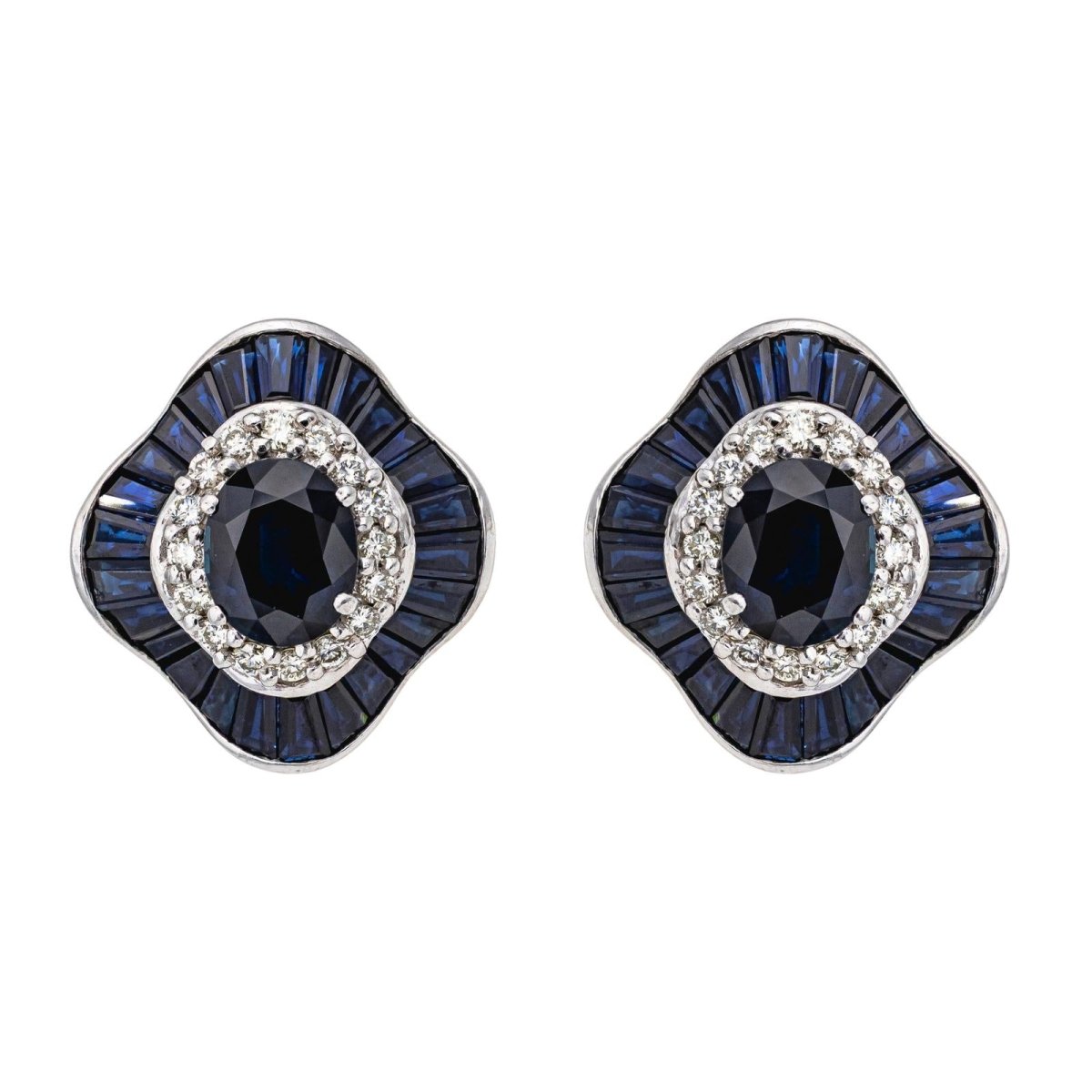 Boucles d'oreilles Or blanc saphir - Castafiore