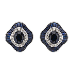Boucles d'oreilles Or blanc saphir - Castafiore