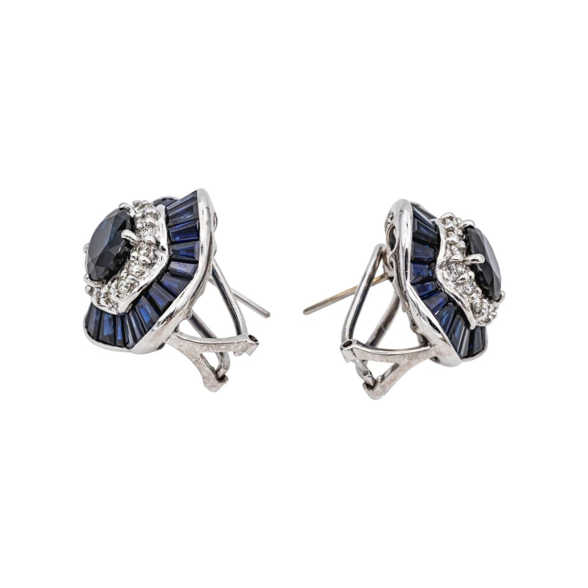 Boucles d'oreilles Or blanc saphir - Castafiore