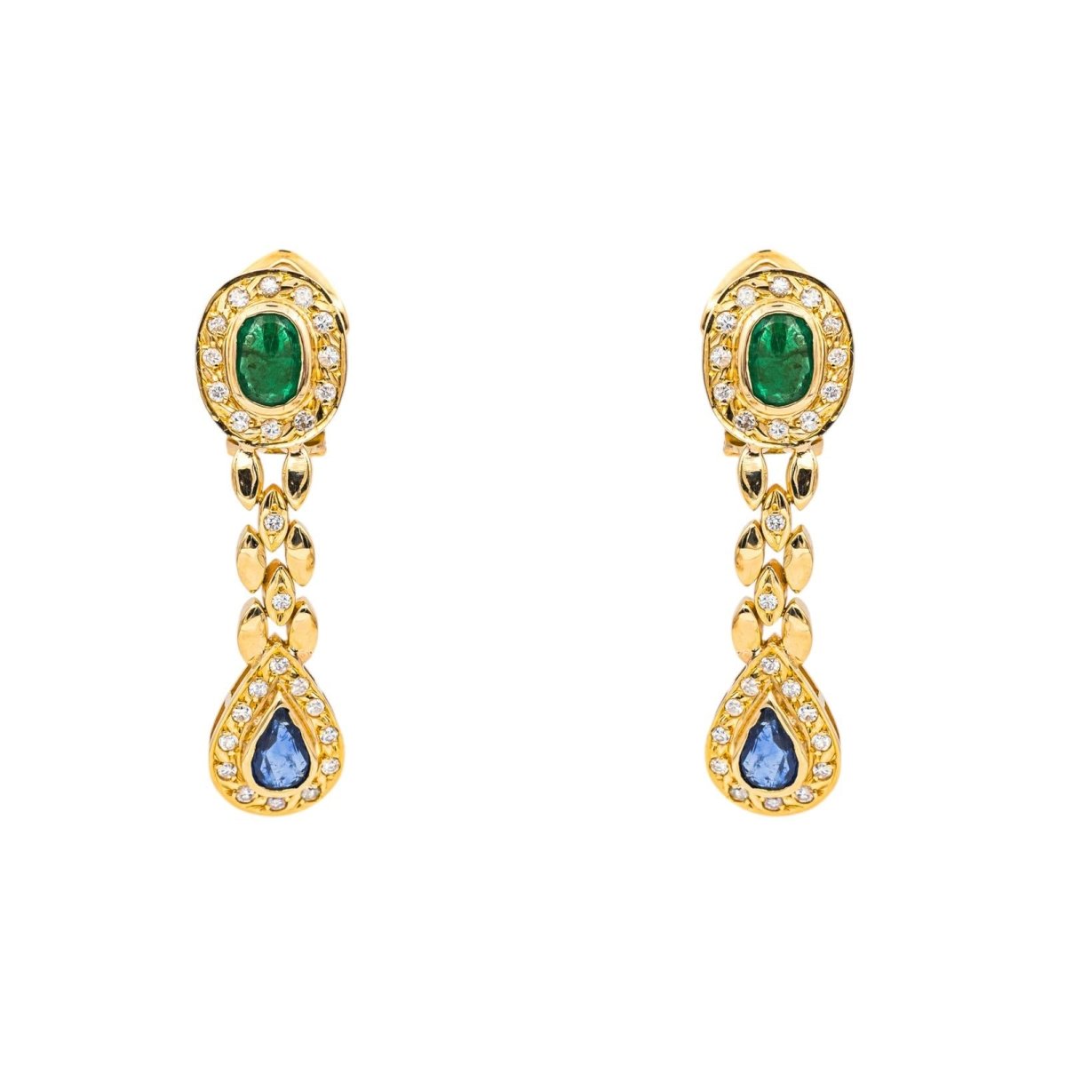 Boucles d'oreilles Or jaune Emeraude - Castafiore