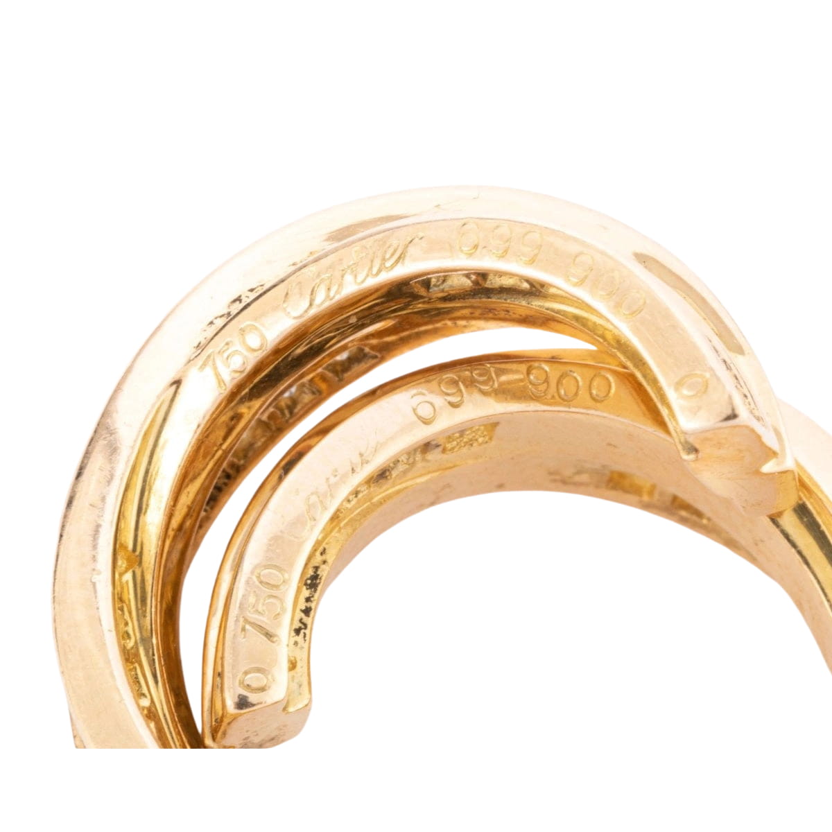 Boucles d'oreilles or jaune et diamant de la maison Cartier modèle Trinity - Castafiore