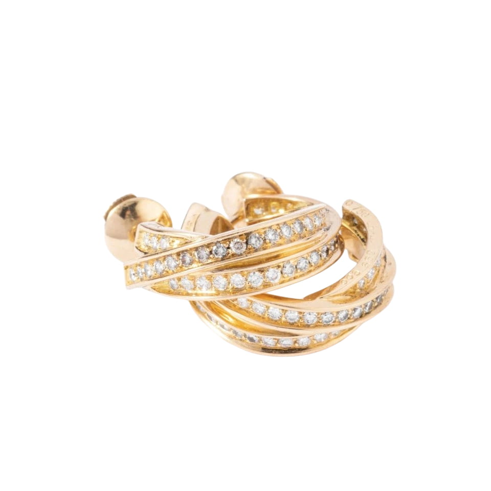 Boucles d'oreilles or jaune et diamant de la maison Cartier modèle Trinity - Castafiore
