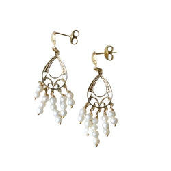 Boucles d'oreilles or jaune et franges de perles - Castafiore