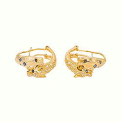 Boucles d'oreilles Panthère Or jaune Saphir - Castafiore