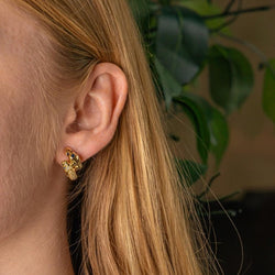 Boucles d'oreilles Panthère Or jaune Saphir - Castafiore
