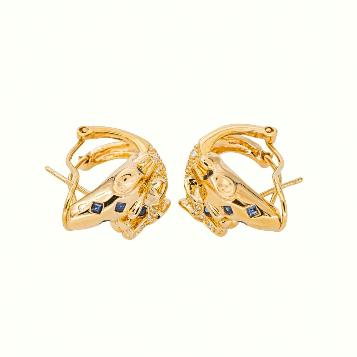 Boucles d'oreilles Panthère Or jaune Saphir - Castafiore