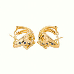 Boucles d'oreilles Panthère Or jaune Saphir - Castafiore