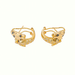 Boucles d'oreilles Panthère Or jaune Saphir - Castafiore