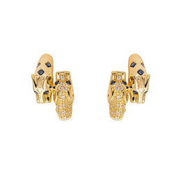 Boucles d'oreilles Panthère Or jaune Saphir - Castafiore