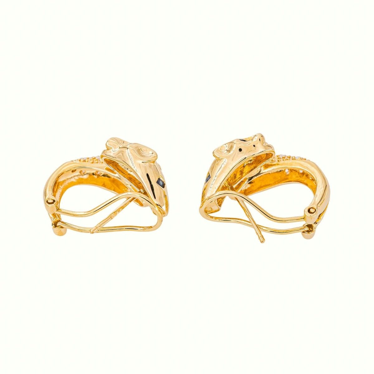 Boucles d'oreilles Panthère Or jaune Saphir - Castafiore