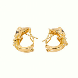 Boucles d'oreilles Panthère Or jaune Saphir - Castafiore
