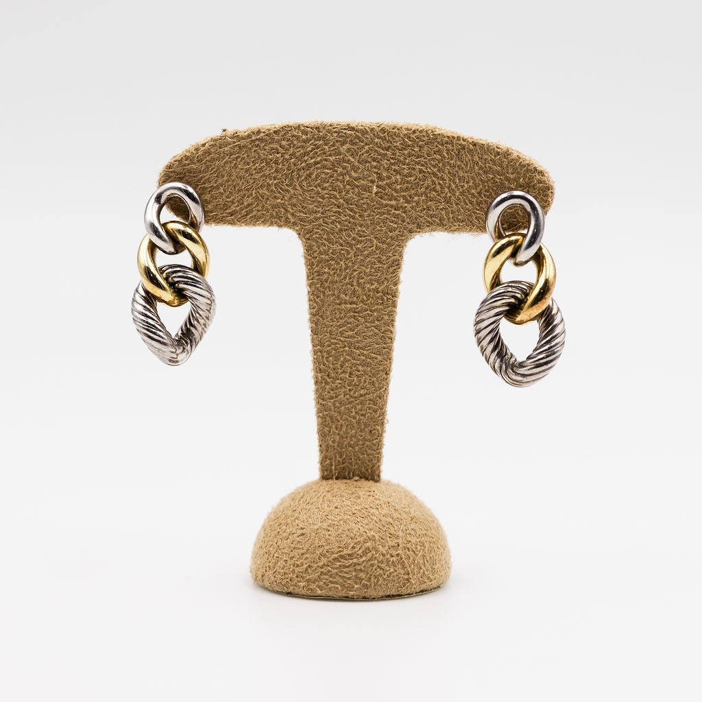 Boucles d'Oreilles Pendantes DAVID YURMAN en or jaune et argent - Castafiore