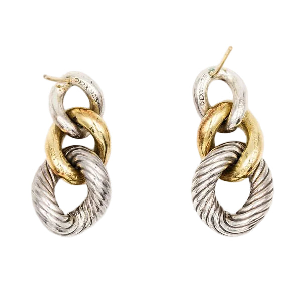 Boucles d'Oreilles Pendantes DAVID YURMAN en or jaune et argent