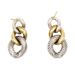 Boucles d'Oreilles Pendantes DAVID YURMAN en or jaune et argent