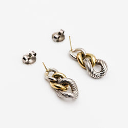 Boucles d'Oreilles Pendantes DAVID YURMAN en or jaune et argent - Castafiore