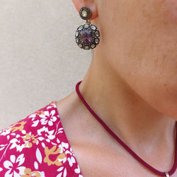 Boucles d'oreilles Pendantes en argent, vermeil, améthyste et diamants - Castafiore
