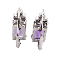 Boucles d'oreilles Pendantes en or blanc, améthystes et diamants - Castafiore