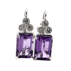 Boucles d'oreilles Pendantes en or blanc, améthystes et diamants