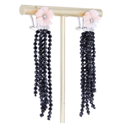 Boucles d'oreilles Pendantes en or blanc, corail, spinelles et diamants - Castafiore