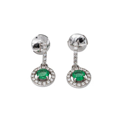 Boucles d'oreilles Pendantes en or blanc, émeraudes et diamants - Castafiore