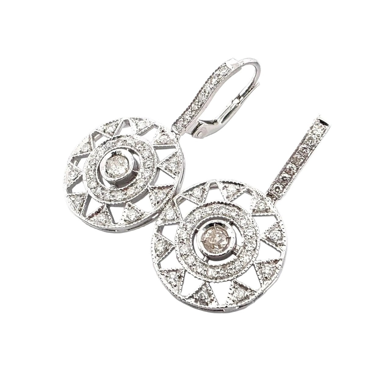 Boucles d'oreilles Pendantes en or blanc et diamants - Castafiore