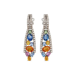 Boucles d’oreilles Pendantes en or blanc, saphirs et diamants - Castafiore