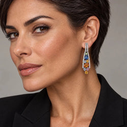 Boucles d’oreilles Pendantes en or blanc, saphirs et diamants - Castafiore