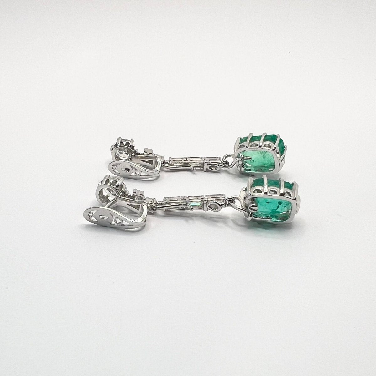 Boucles d'oreilles Pendantes en or, émeraudes et diamants - Castafiore