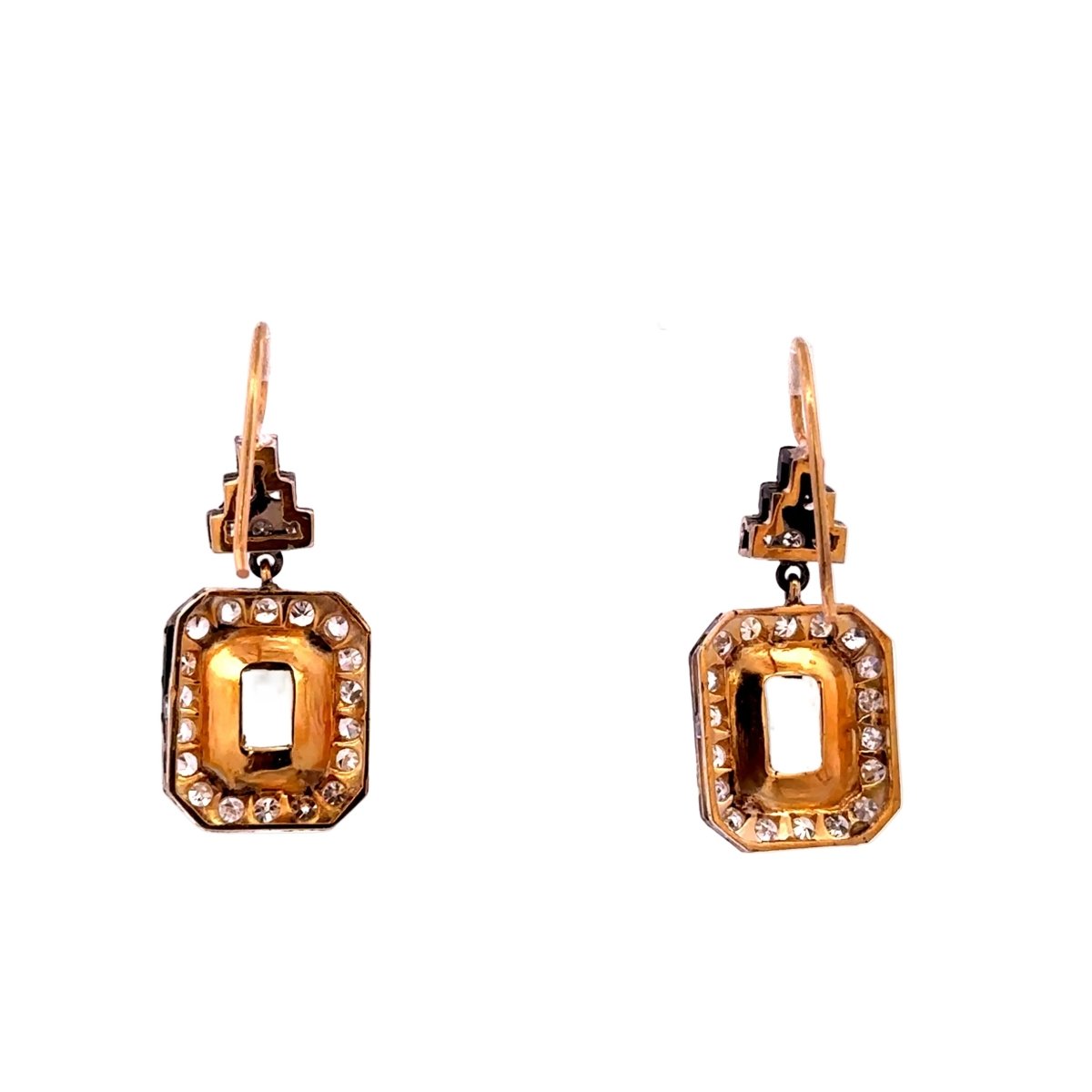 Boucles d'oreilles Pendantes en or jaune, argent, aigues-marines et diamants - Castafiore