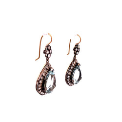 Boucles d'oreilles Pendantes en or jaune, argent, aigues-marines et diamants - Castafiore