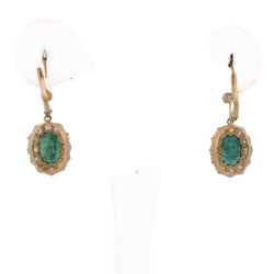 Boucles d'oreilles Pendantes en or jaune, émeraudes et diamants - Castafiore