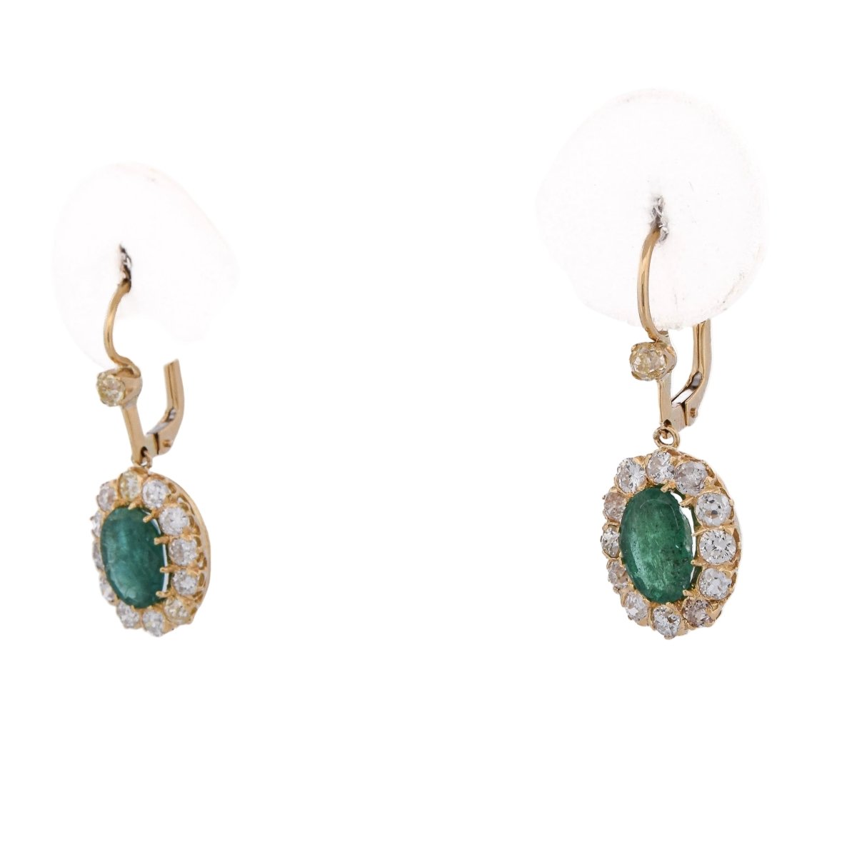 Boucles d'oreilles Pendantes en or jaune, émeraudes et diamants - Castafiore