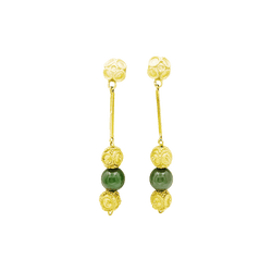 Boucles d'oreilles Pendantes en or jaune et aventurine - Castafiore