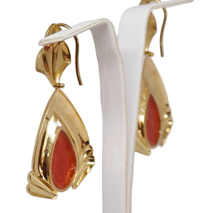 Boucles d'oreilles Pendantes en or jaune et corail - Castafiore