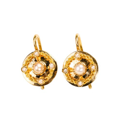Boucles d'oreilles Pendantes en or jaune et perles - Castafiore