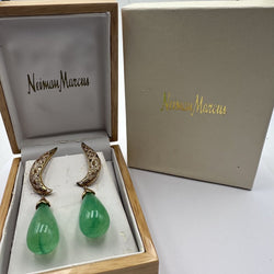 Boucles d'oreilles Pendantes en or jaune, jade et diamants - Castafiore