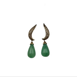Boucles d'oreilles Pendantes en or jaune, jade et diamants - Castafiore
