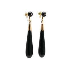 Boucles d'oreilles Pendantes en or jaune, onyx et perles - Castafiore
