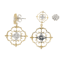 Boucles d'oreilles Pendantes en or jaune, or blanc et diamants - Castafiore