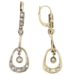 Boucles d'oreilles Pendantes en or jaune, or blanc et diamants - Castafiore
