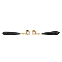 Boucles d'oreilles Pendantes en or jaune, perles, onyx et diamants - Castafiore