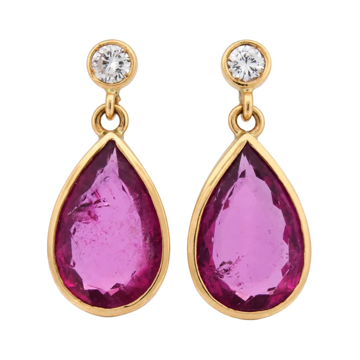 Boucles d'oreilles Pendantes en or jaune, tourmalines et diamants - Castafiore