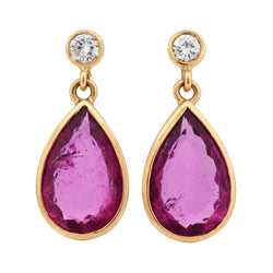 Boucles d'oreilles Pendantes en or jaune, tourmalines et diamants - Castafiore