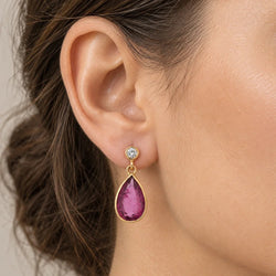 Boucles d'oreilles Pendantes en or jaune, tourmalines et diamants - Castafiore