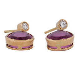 Boucles d'oreilles Pendantes en or jaune, tourmalines et diamants - Castafiore