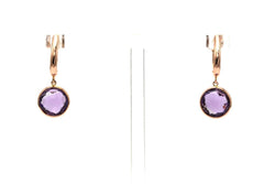 Boucles d'oreilles Pendantes en or rose et améthystes - Castafiore